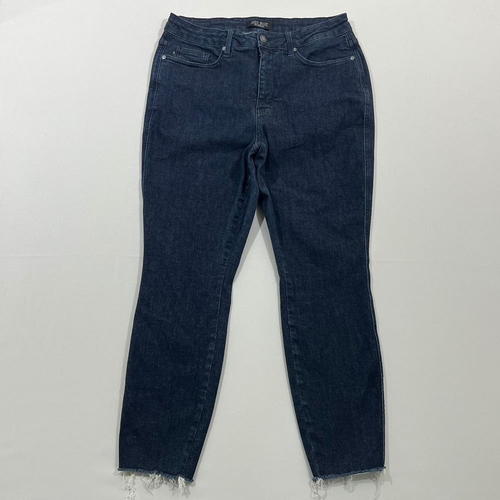 Judy Blue Skinny Jeans High Rise Raw Hem Dark Wash Indigo Womens 16W JB88703 DK - Picture 2 of 16